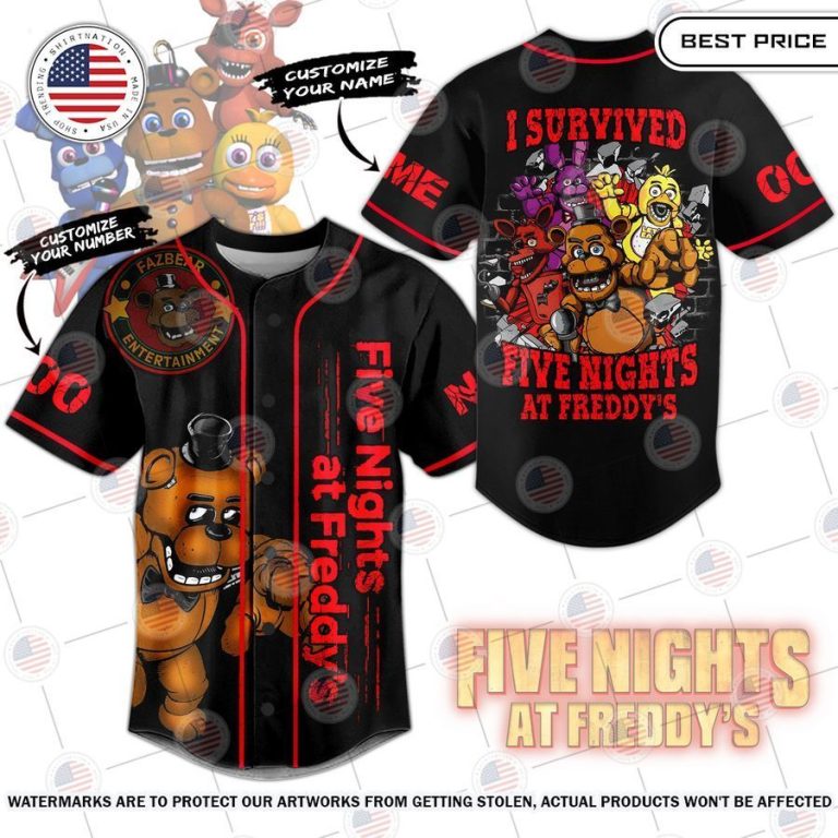 five nights at freddys custom baseball jersey 1