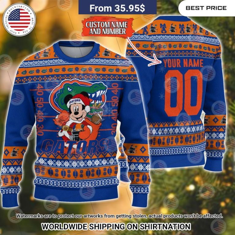 Florida Gators Mickey Mouse Christmas Sweater Rocking picture