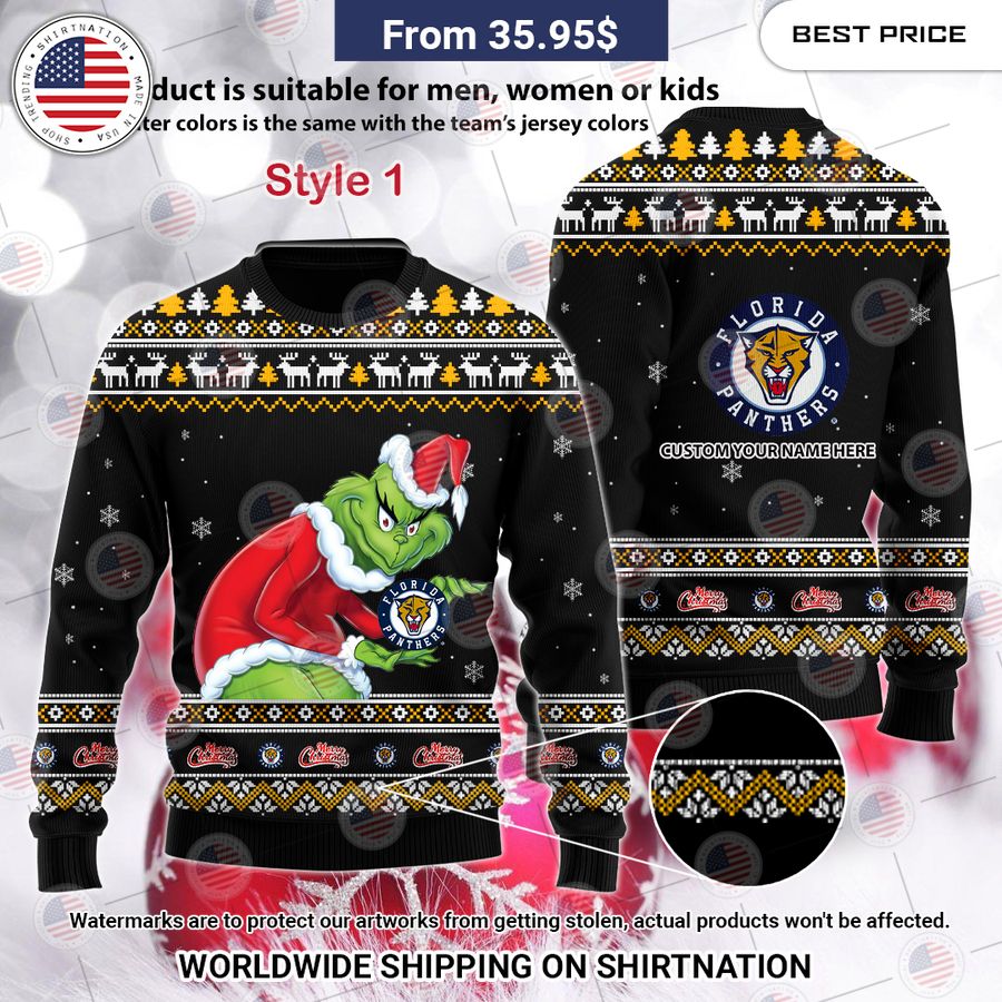 Florida Panthers Grinch Sweater You look different and cute