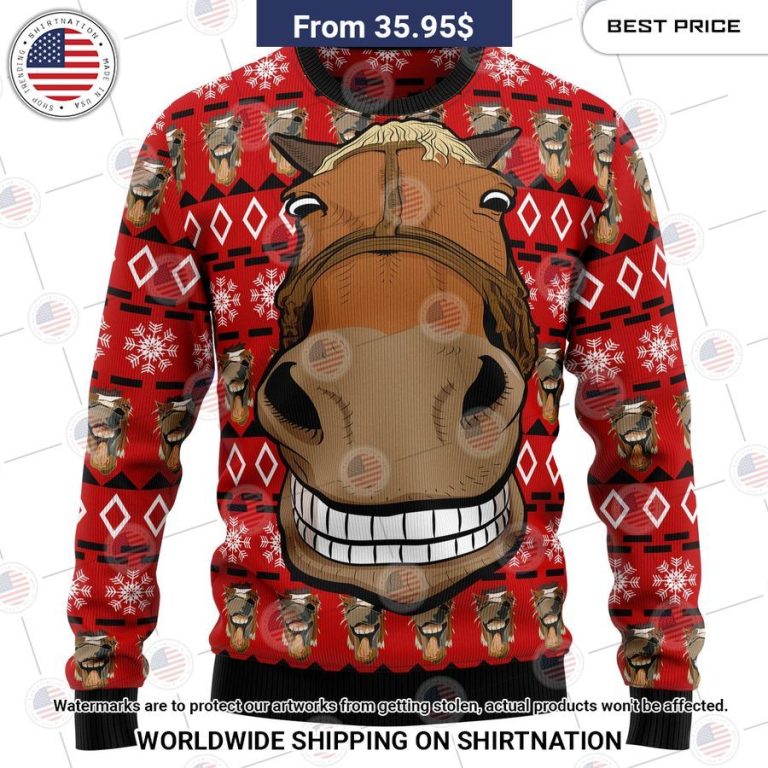 Funny Horse Face Christmas Sweater It is too funny