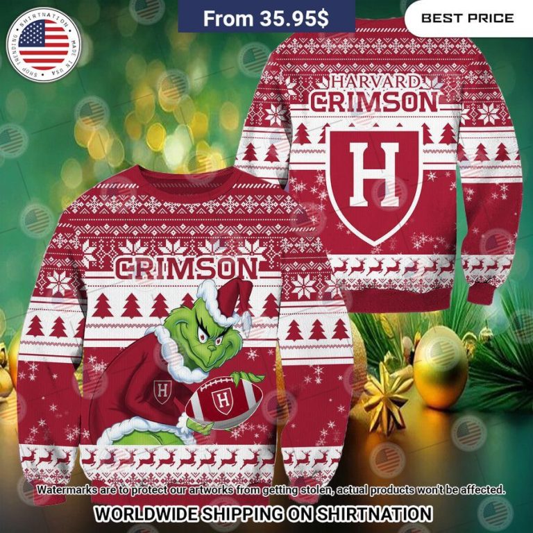 HOT Grinch Harvard Crimson Christmas Sweater Loving, dare I say?