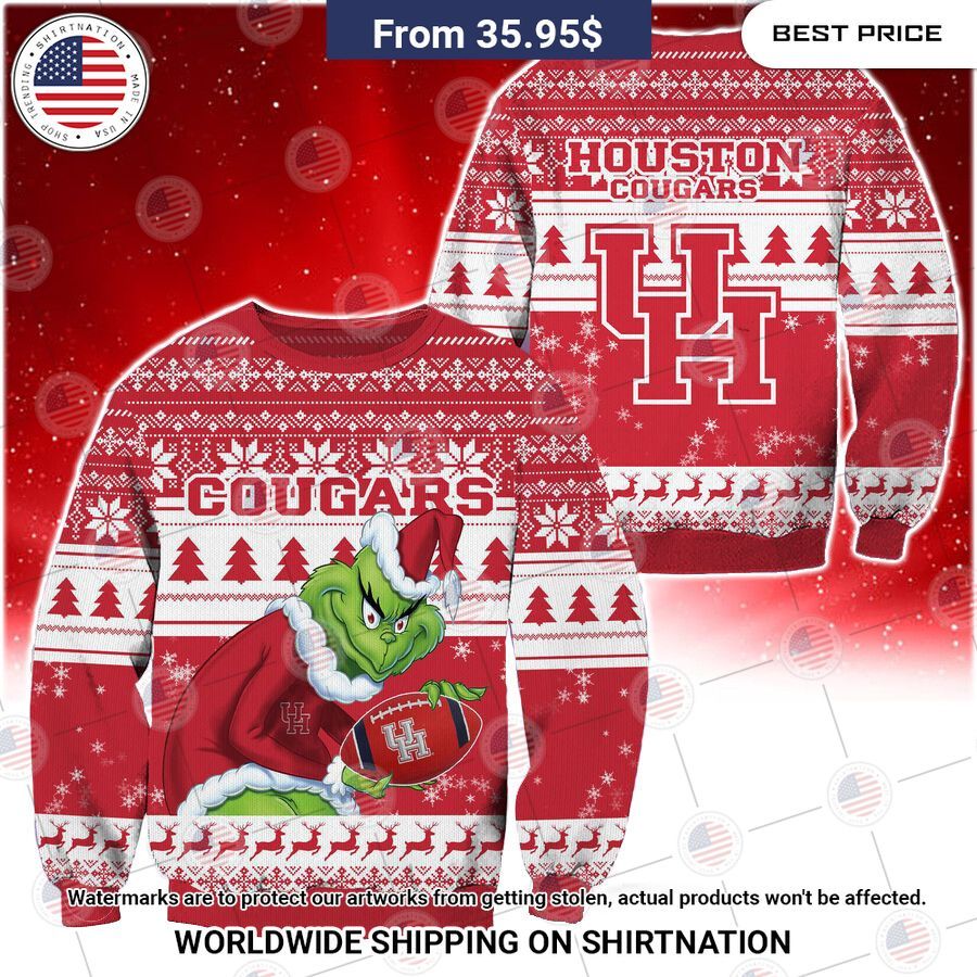 HOT Grinch Houston Cougars Christmas Sweater Cutting dash
