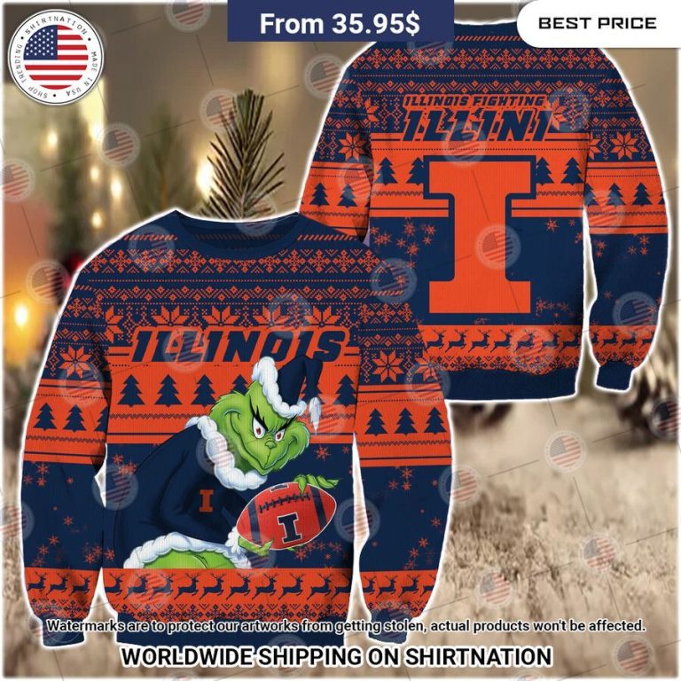 HOT Grinch Illinois Fighting Illini Christmas Sweater Loving click