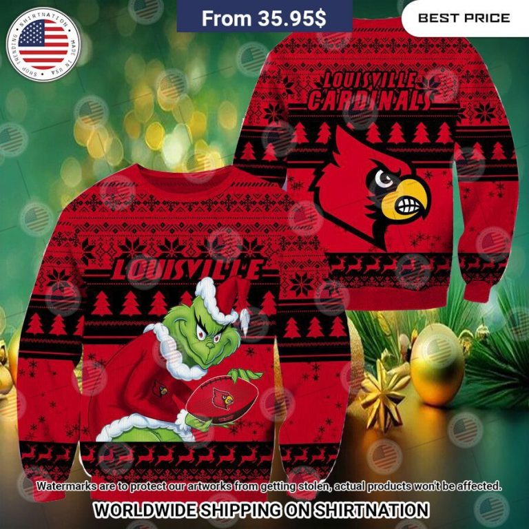 HOT Grinch Louisville Cardinals Christmas Sweater Cutting dash