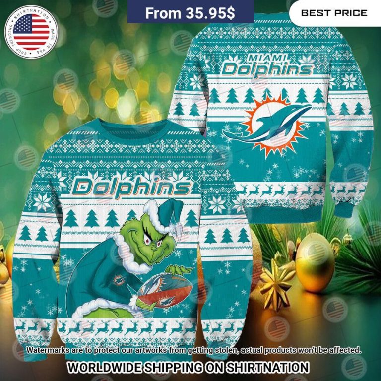 HOT Grinch Miami Dolphins Christmas Sweater Trending picture dear