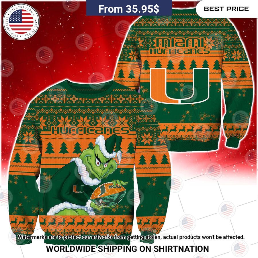 HOT Grinch Miami Hurricanes Christmas Sweater You look lazy