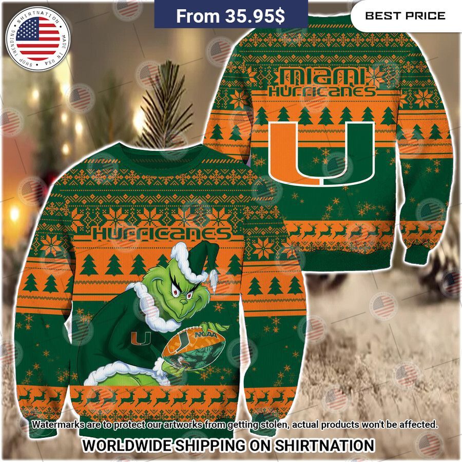 HOT Grinch Miami Hurricanes Christmas Sweater My friend and partner
