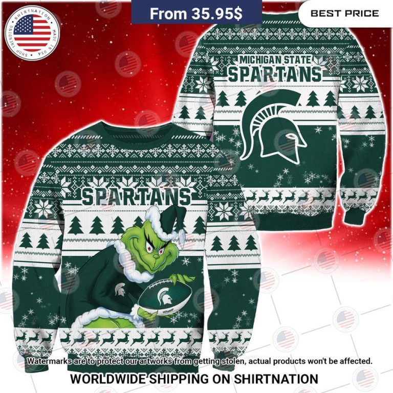 HOT Grinch Michigan State Spartans Christmas Sweater Nice photo dude