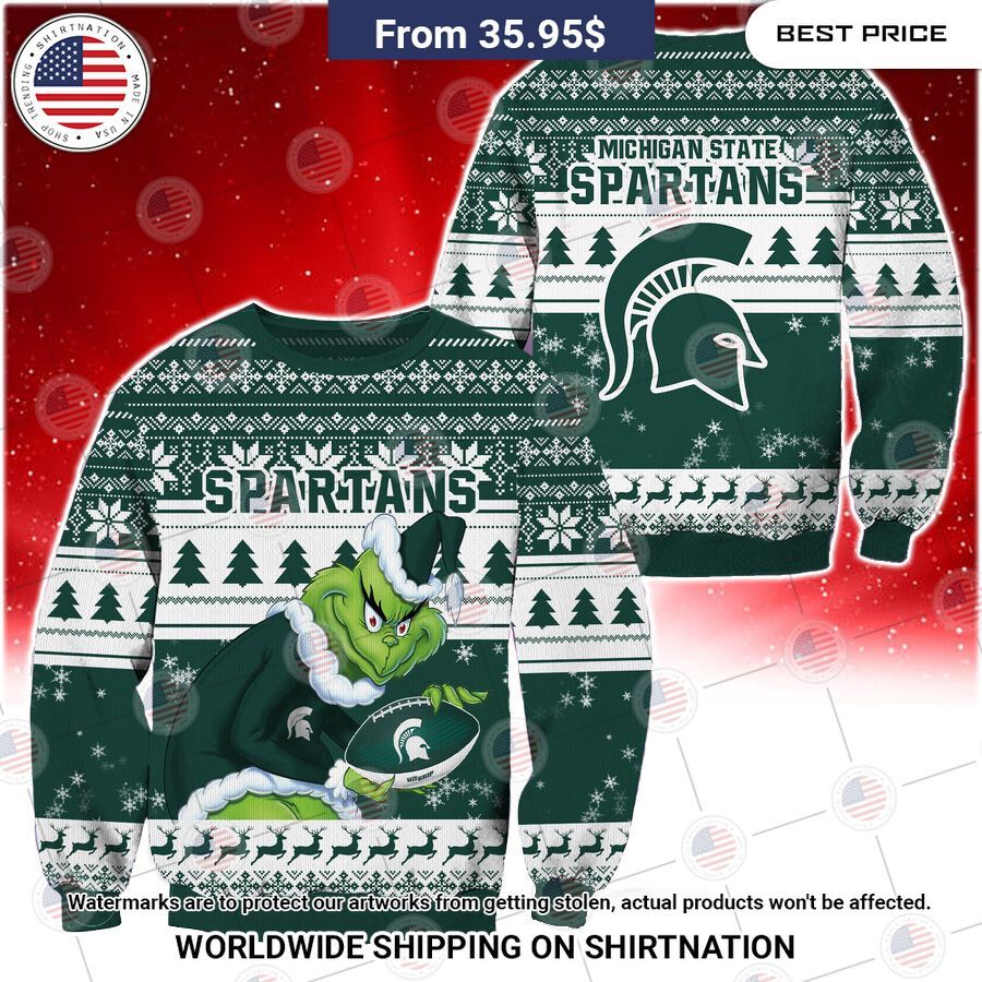 HOT Grinch Michigan State Spartans Christmas Sweater Nice photo dude