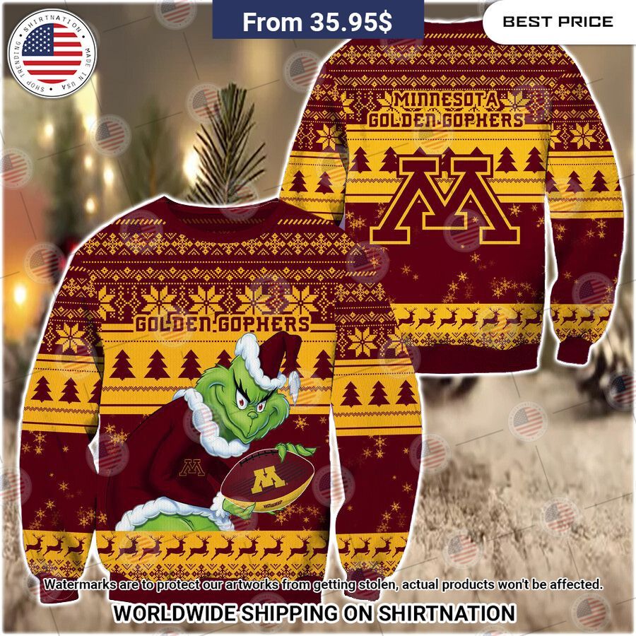 HOT Grinch Minnesota Golden Gophers Christmas Sweater Selfie expert
