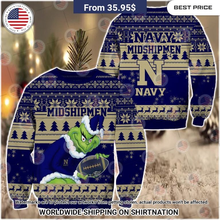 HOT Grinch Navy Midshipmen Christmas Sweater Stand easy bro