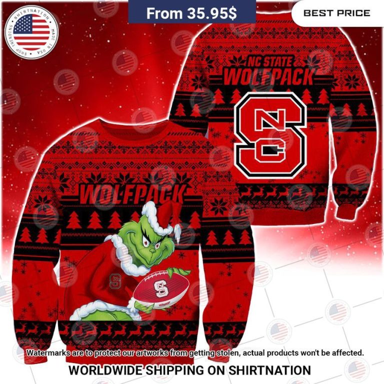 HOT Grinch NC State Wolfpack Christmas Sweater Trending picture dear