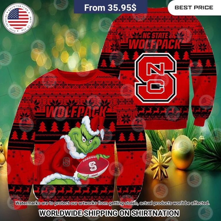 HOT Grinch NC State Wolfpack Christmas Sweater You look handsome bro