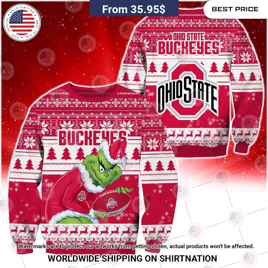 HOT Grinch Ohio State Buckeyes Christmas Sweater Good one dear