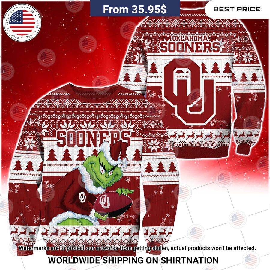 HOT Grinch Oklahoma Sooners Christmas Sweater Speechless