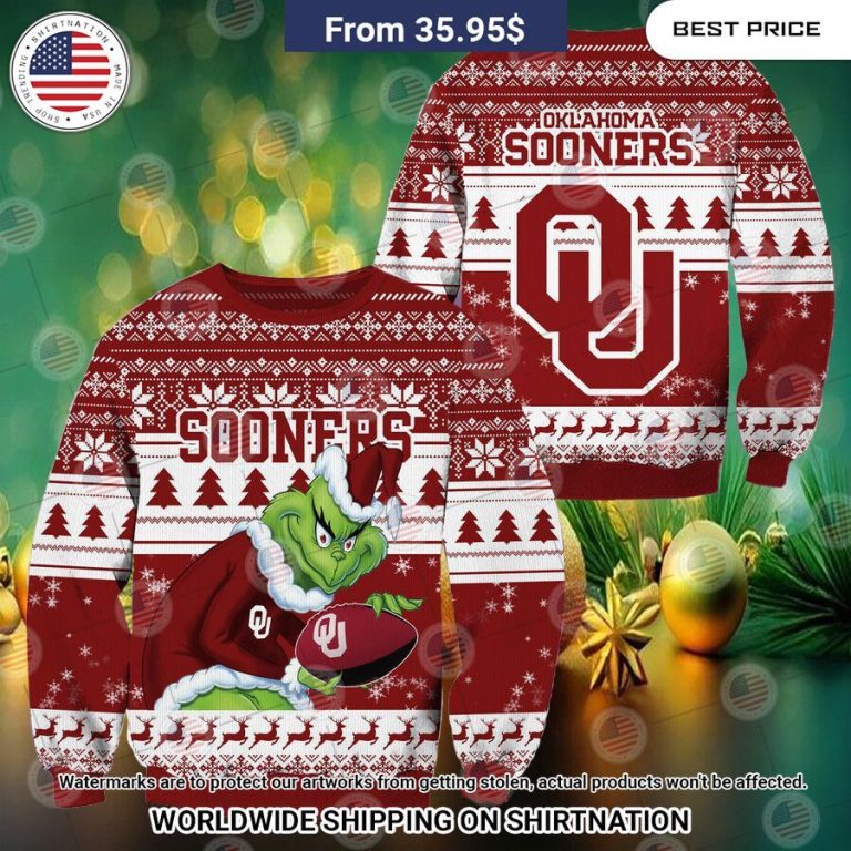 HOT Grinch Oklahoma Sooners Christmas Sweater Eye soothing picture dear