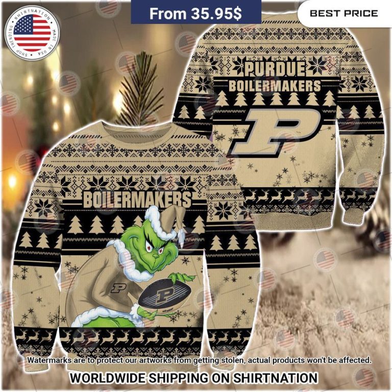 HOT Grinch Purdue Boilermakers Christmas Sweater Rocking picture