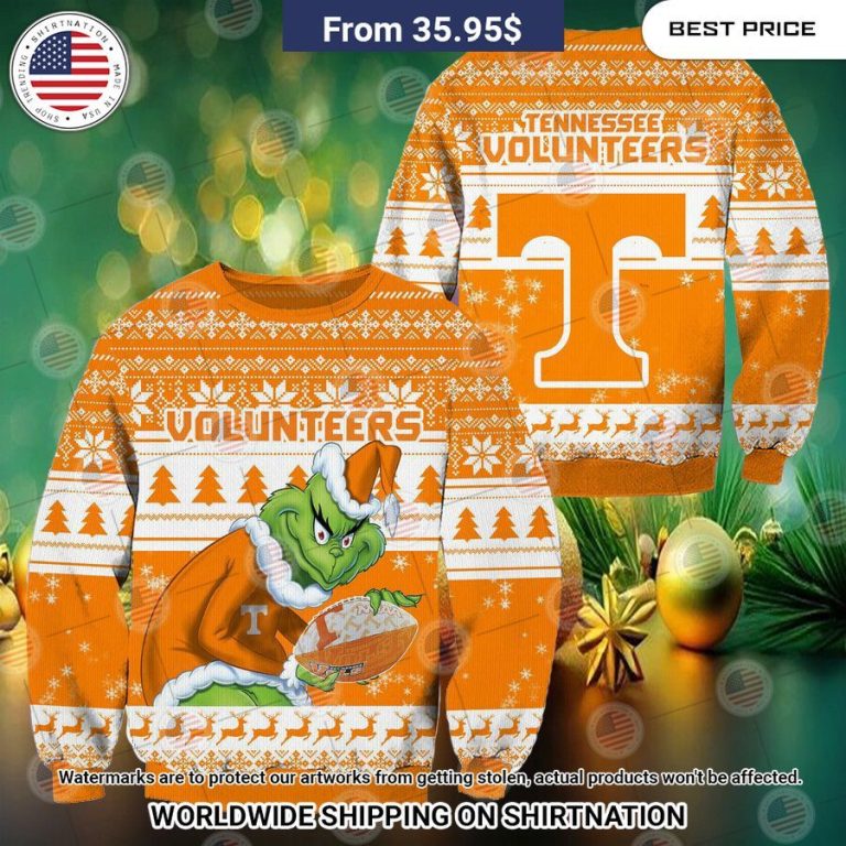 HOT Grinch Tennessee Volunteers Christmas Sweater Super sober