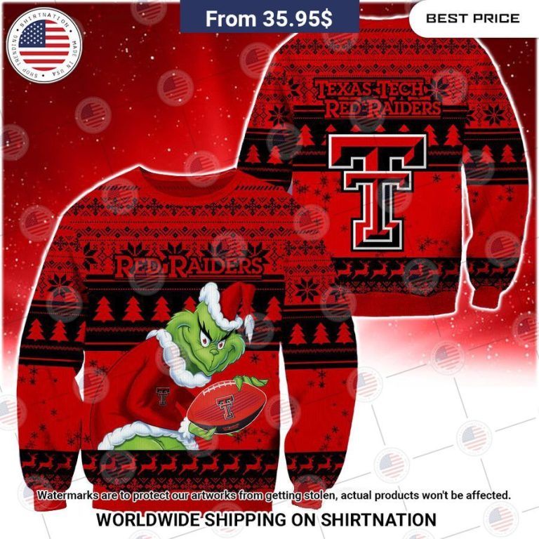 HOT Grinch Texas Tech Red Raiders Christmas Sweater You look lazy