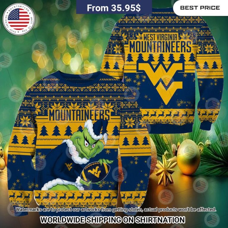 HOT Grinch West Virginia Mountaineers Christmas Sweater Nice shot bro