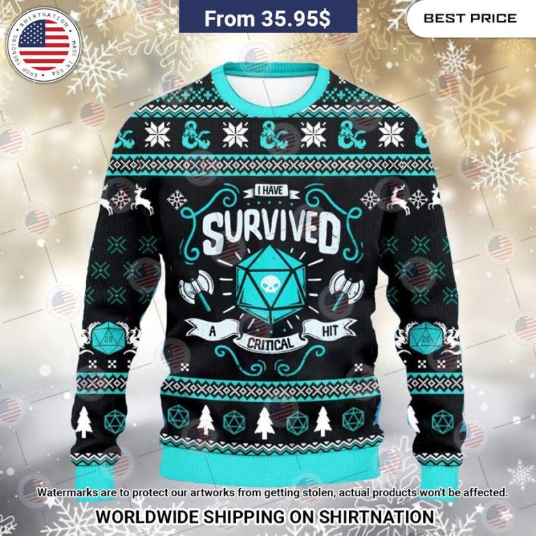 I Have Survived Dungeons & Dragons Christmas Sweater Nice shot bro