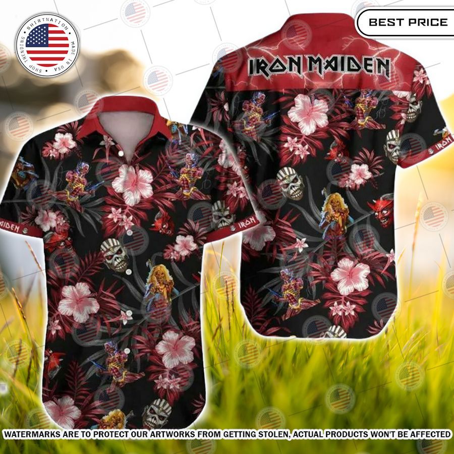 Iron Maiden Band Red Flowers Tropical Hawaiian Shirt Looking so nice