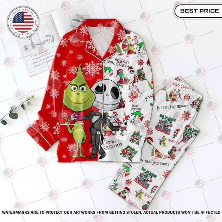 Jack Skellington and Grinch Pajamas Set Cutting dash