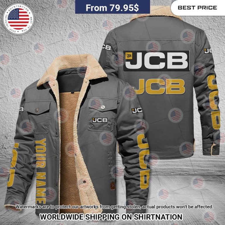 JCB Custom Name Fleece Leather Jacket Super sober