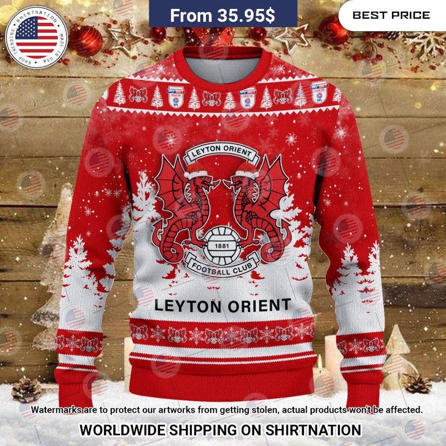 Leyton Orient Christmas Sweater Radiant and glowing Pic dear
