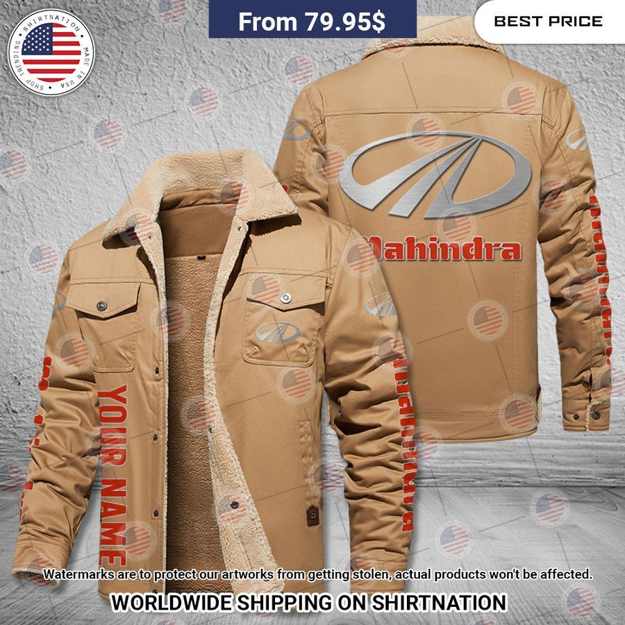 Mahindra Custom Name Fleece Leather Jacket Stand easy bro
