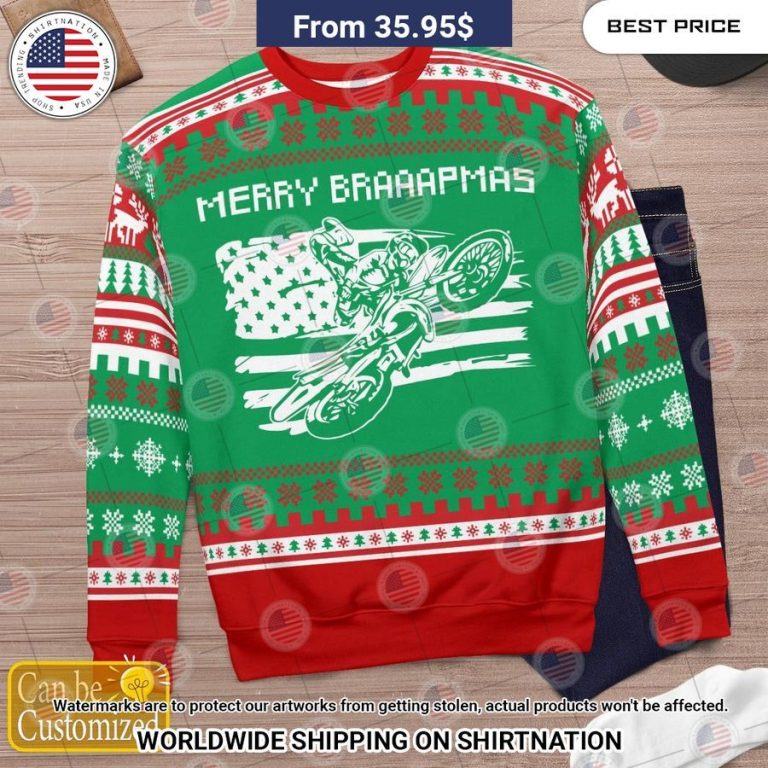 Merry Brapppppmas Motocross Rider Custom Sweater Elegant picture.