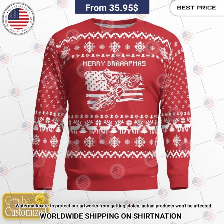 Merry Brapppppmas US Flag Custom Sweater Nice Pic