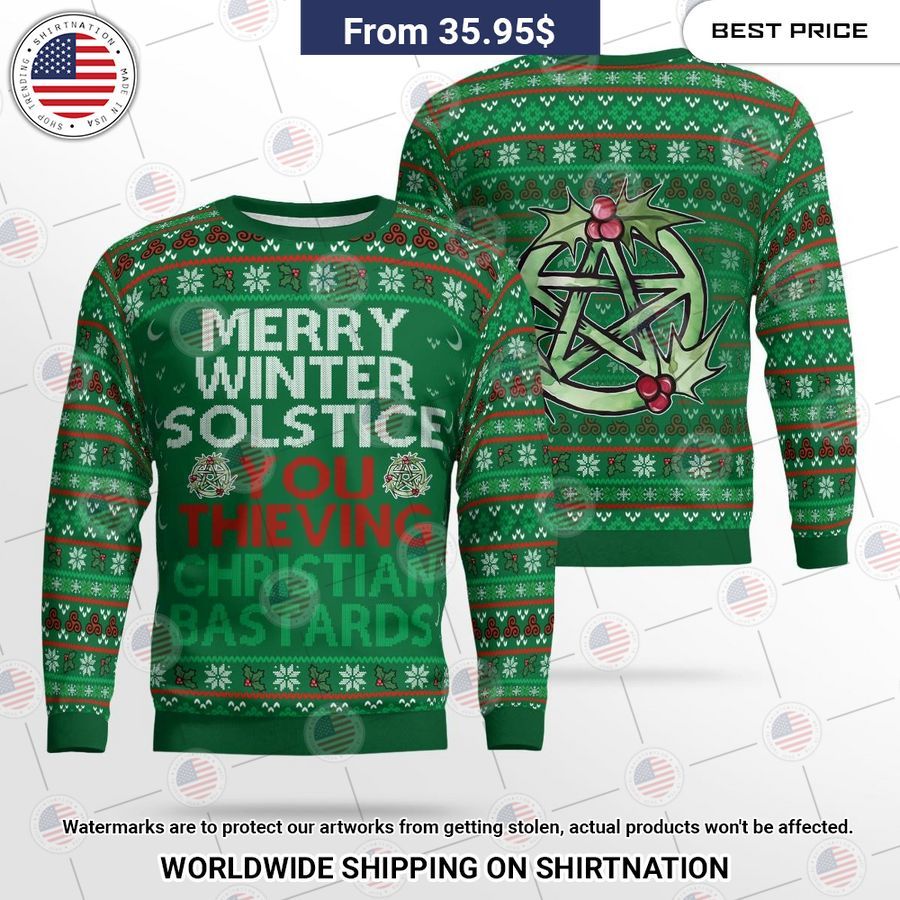 Merry Winter Solstice Witch Christmas Sweater Generous look