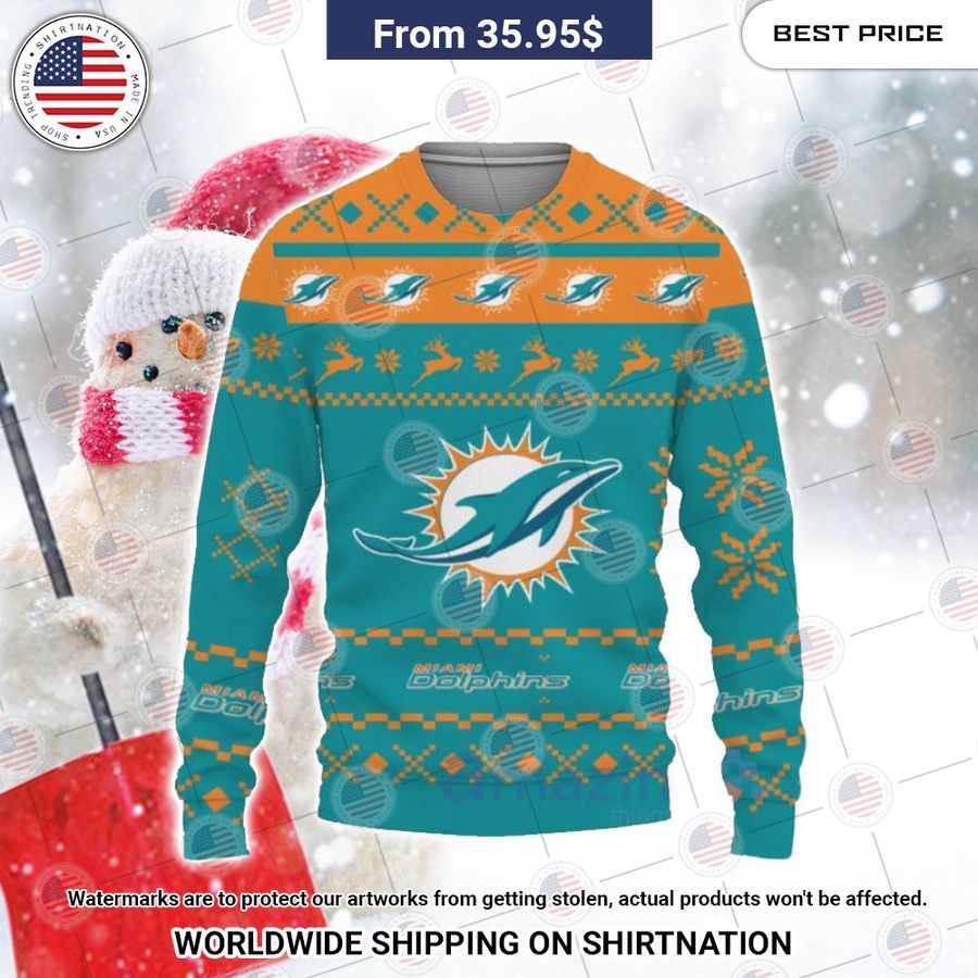 Miami Dolphins Christmas Sweater Rocking picture