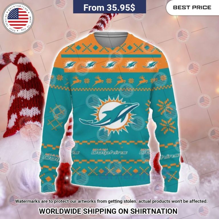 Miami Dolphins Christmas Sweater Nice elegant click