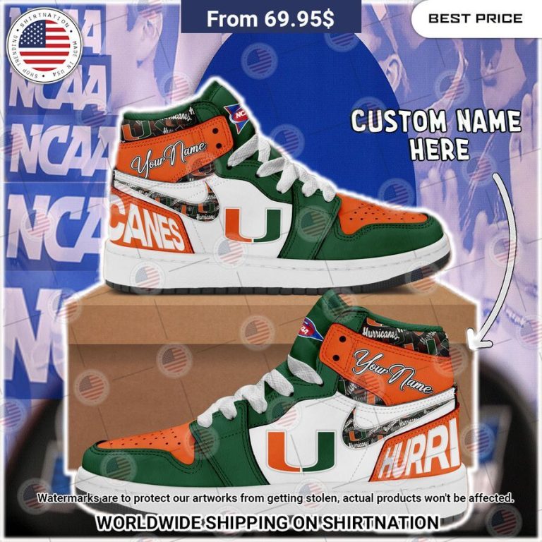 Miami Hurricanes Custom Air Jordan 1 Best couple on earth