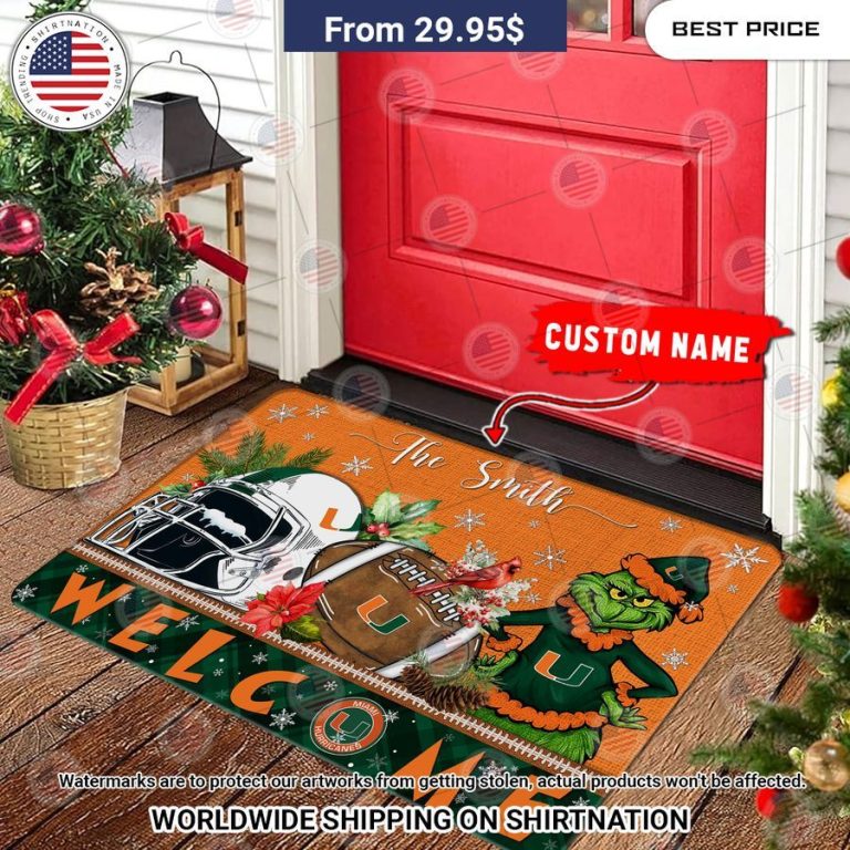 miami hurricanes grinch christmas welcome personalized doormat 3 467.jpg