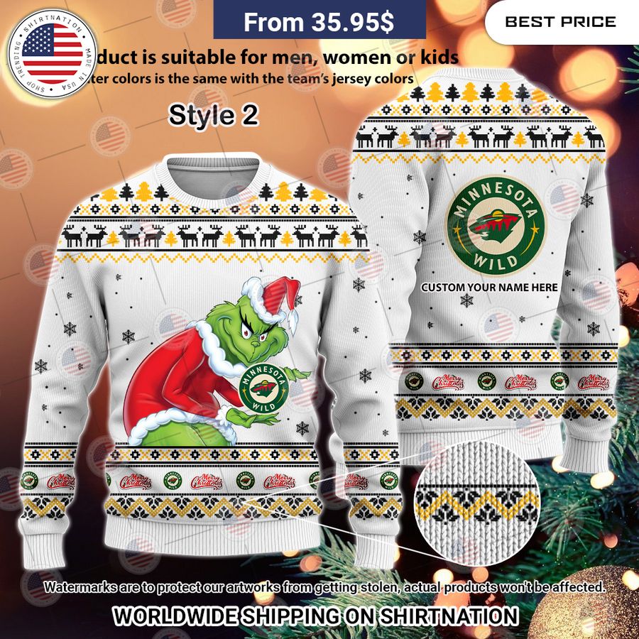 Minnesota Wild Grinch Sweater Radiant and glowing Pic dear