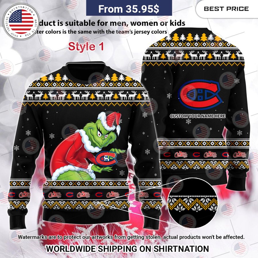 Montreal Canadiens Grinch Sweater Natural and awesome