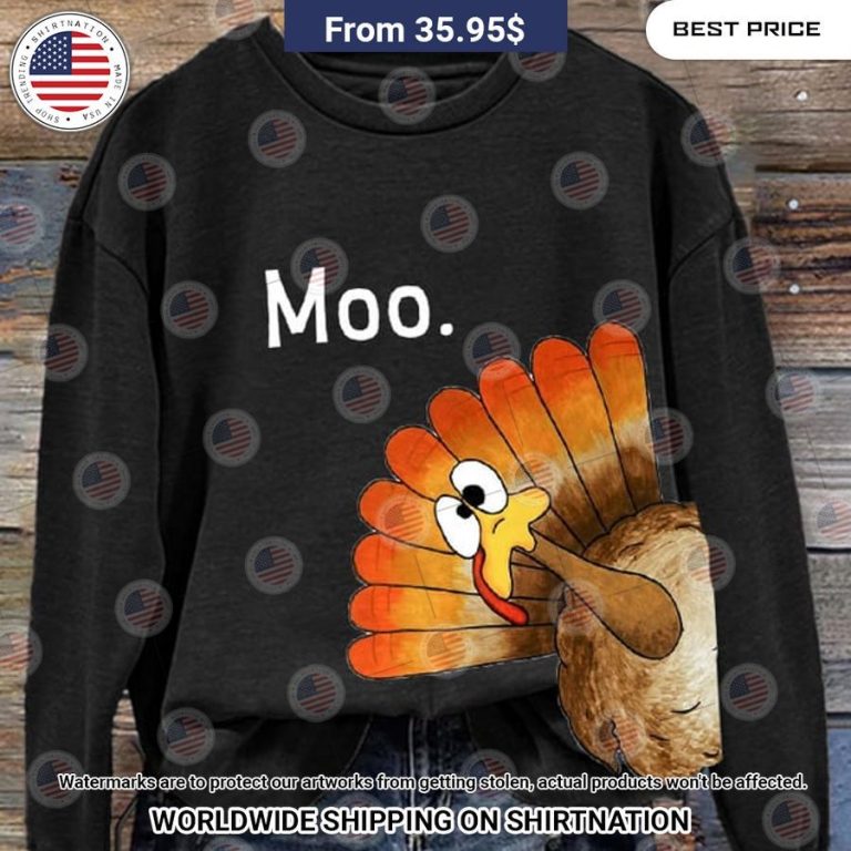 Moo Turkey Thanksgiving Sweater Natural and awesome