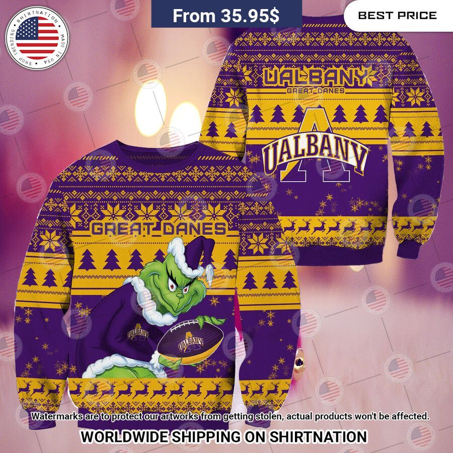 NEW Albany Great Danes Grinch Christmas Sweater Natural and awesome