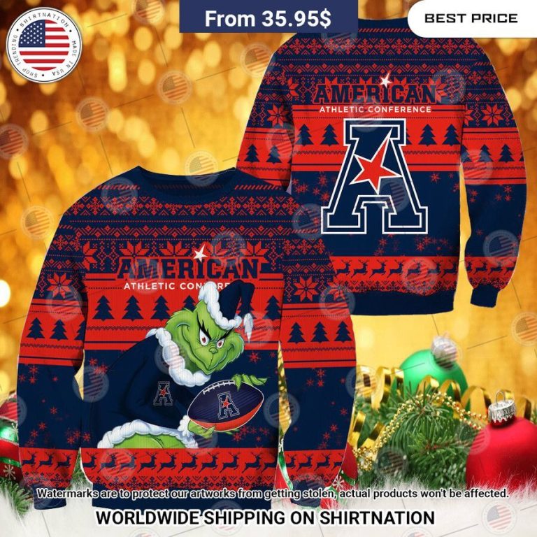 NEW American Athletic Conference Grinch Christmas Sweater Good click