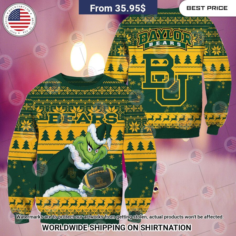 NEW Baylor Bears Grinch Christmas Sweater You look lazy