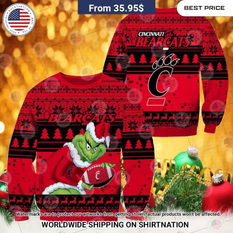 NEW Cincinnati Bearcats Grinch Christmas Sweater Nice bread, I like it