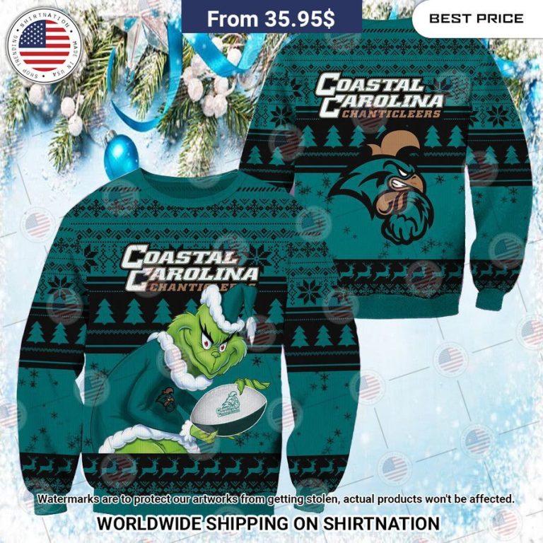 NEW Coastal Carolina Chanticleers Grinch Christmas Sweater Mesmerising