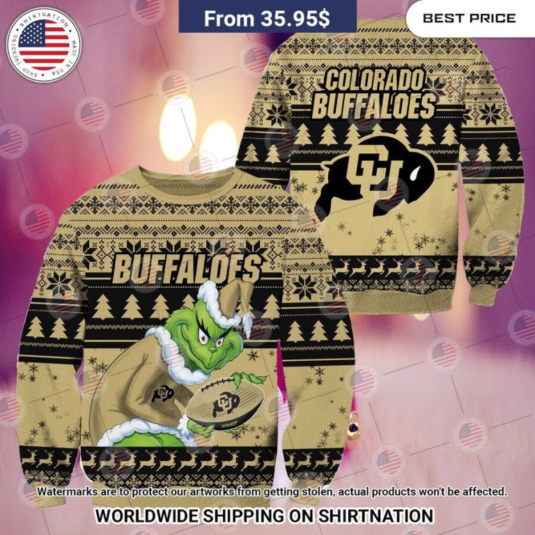 NEW Colorado Buffaloes Grinch Christmas Sweater Nice shot bro