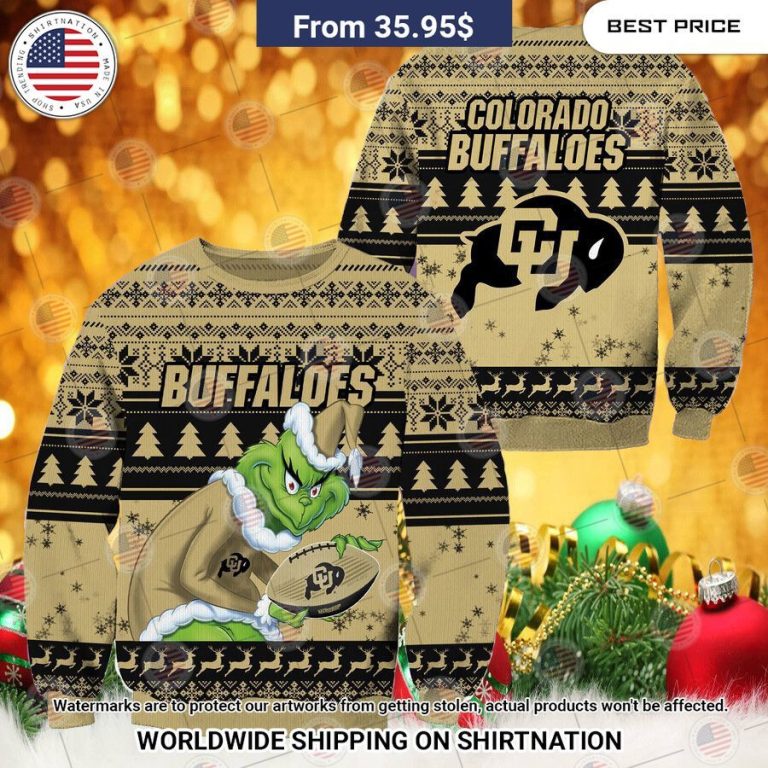 NEW Colorado Buffaloes Grinch Christmas Sweater My friend and partner