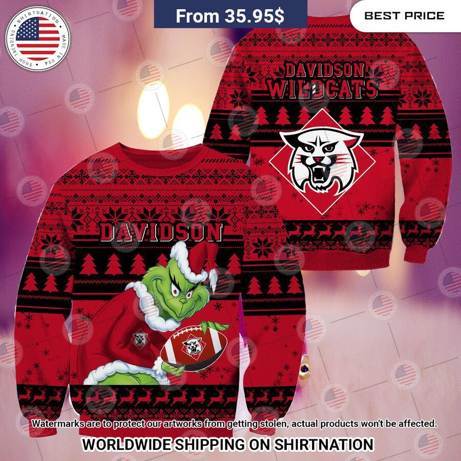 NEW Davidson Wildcats Grinch Christmas Sweater Handsome as usual