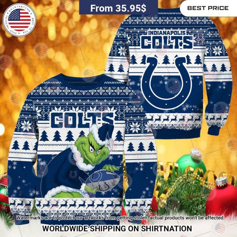 NEW Indianapolis Colts Grinch Christmas Sweater Selfie expert