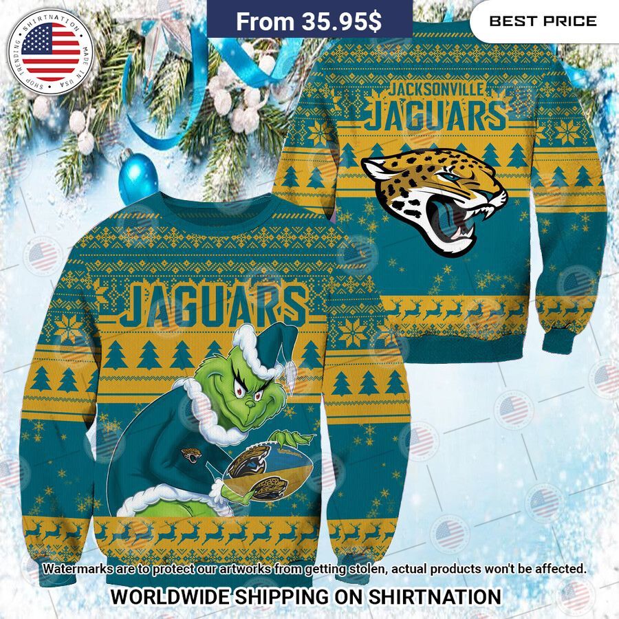 NEW Jacksonville Jaguars Grinch Christmas Sweater Gang of rockstars